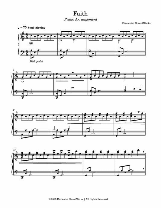 "Faith" Sheet Music - Piano Arrangement