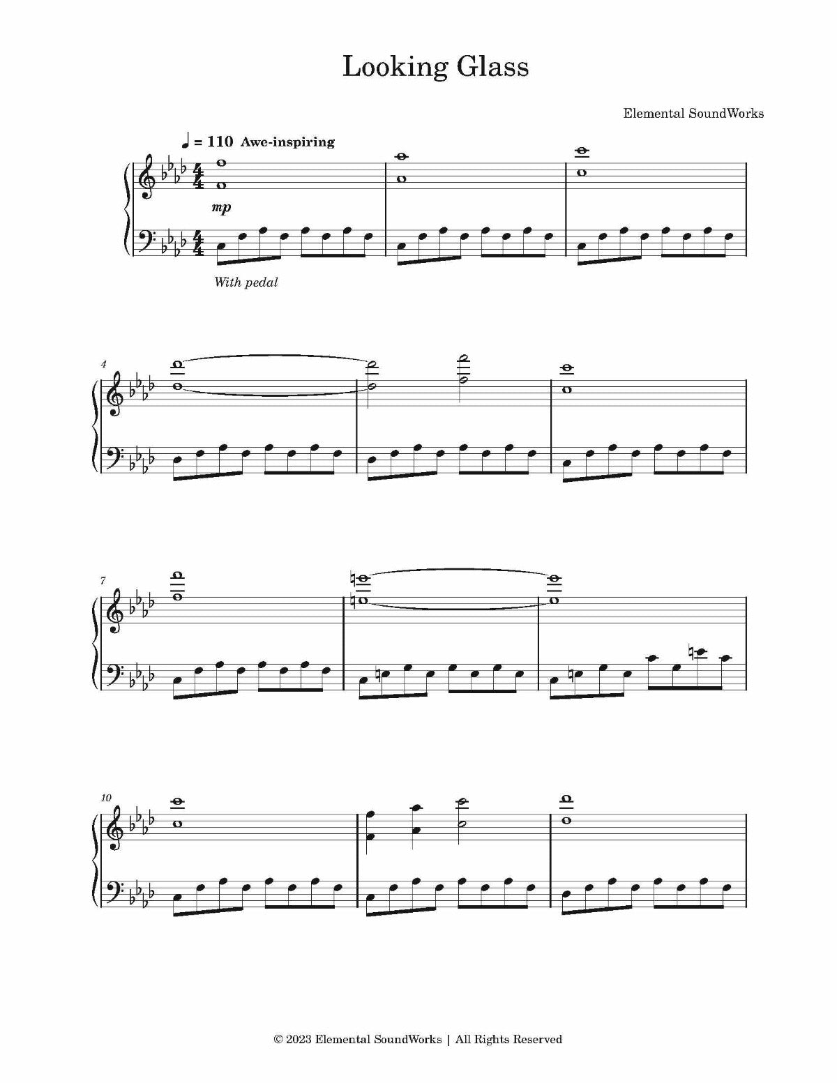 "Looking Glass" Piano Sheet Music