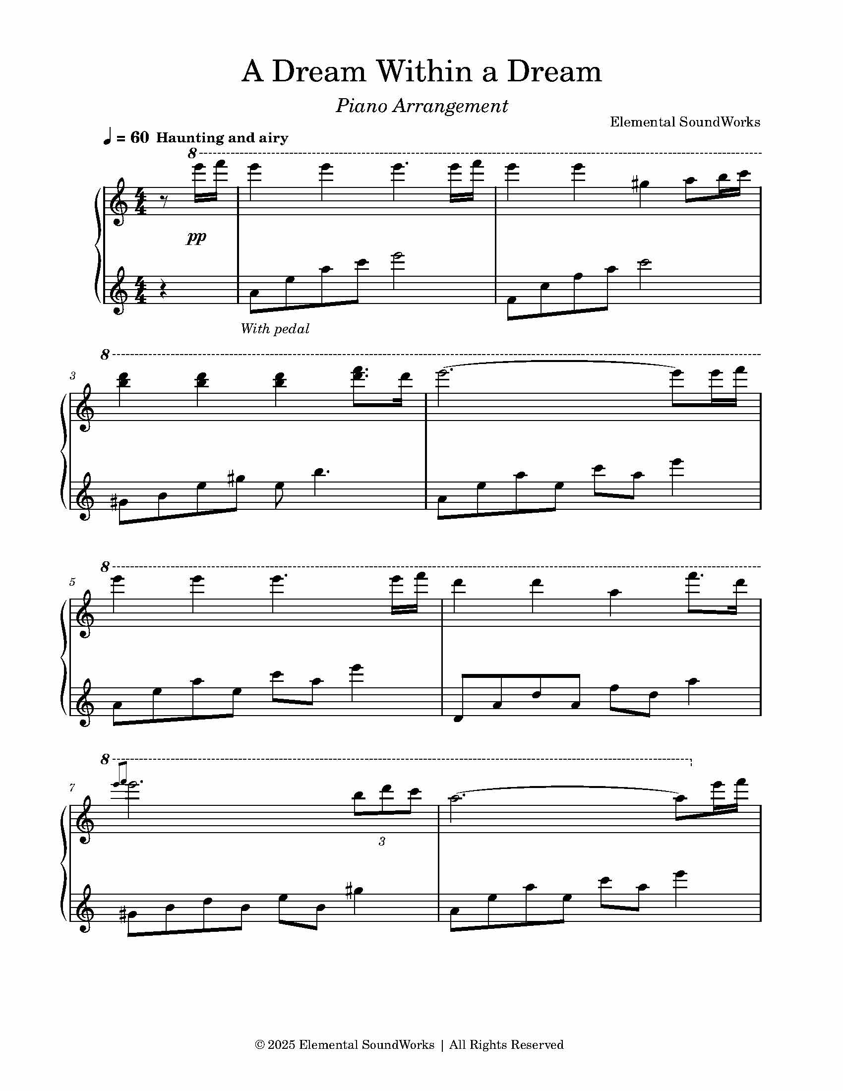 "A Dream Within a Dream" Sheet Music - Piano Arrangement