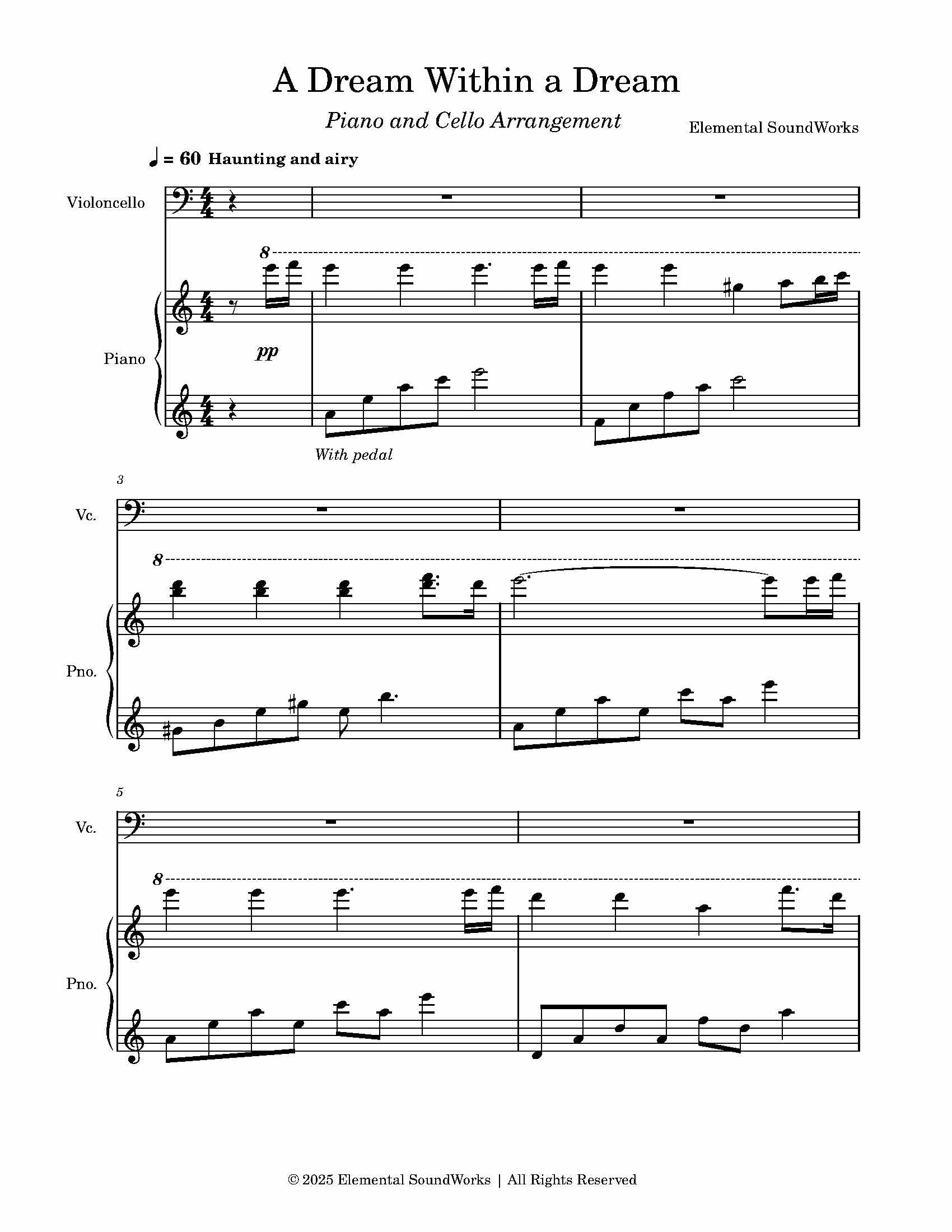 "A Dream Within a Dream" Sheet Music - Piano and Cello Arrangement