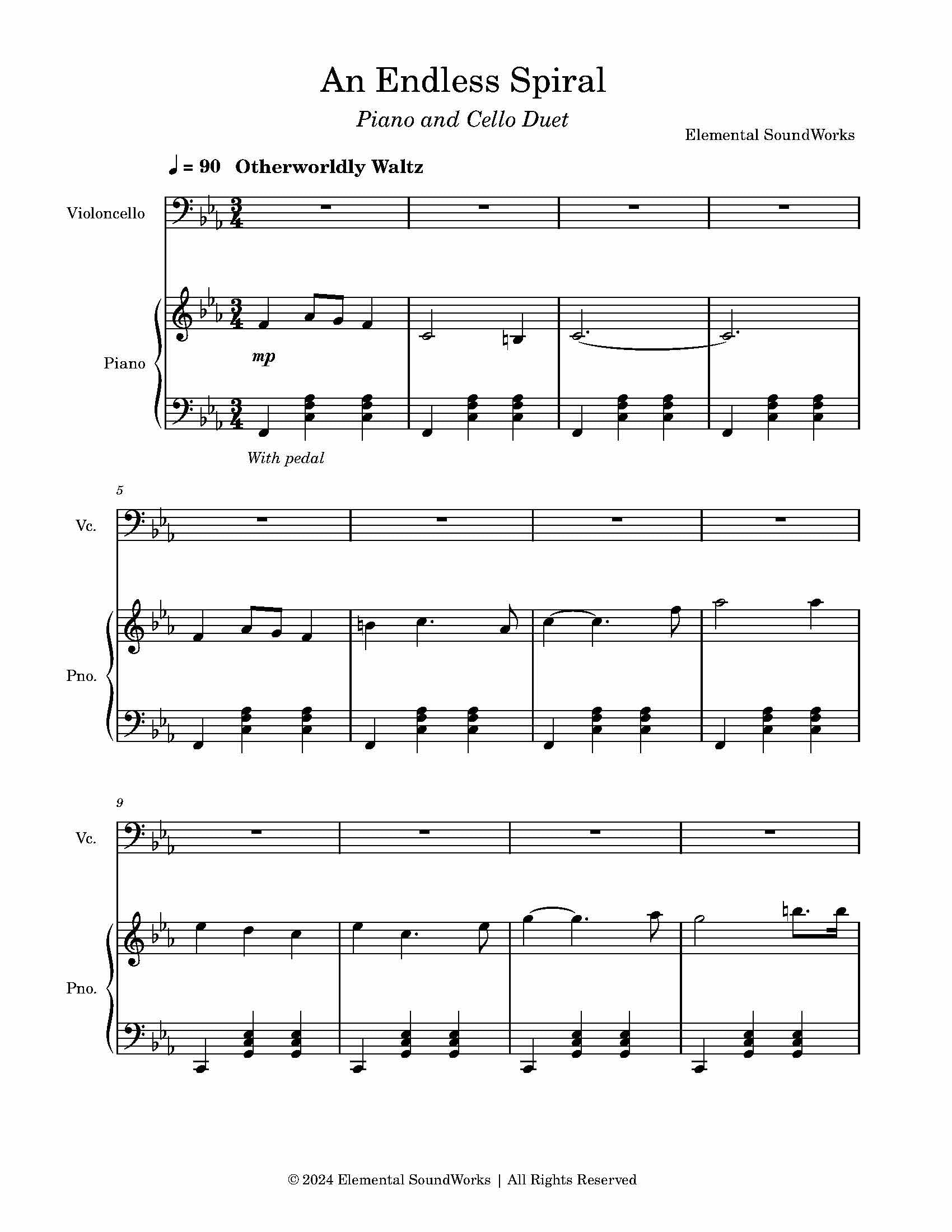 "An Endless Spiral" Sheet Music - Piano and Cello Arrangement