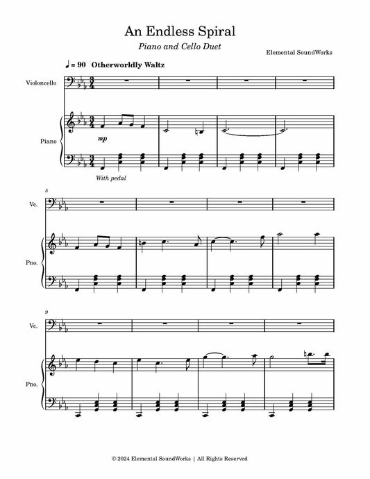 "An Endless Spiral" Sheet Music - Piano and Cello Arrangement