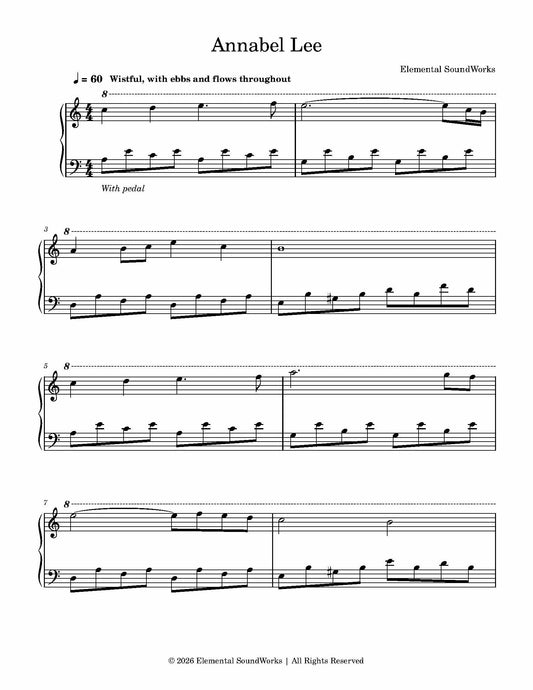 "Annabel Lee" Piano Sheet Music