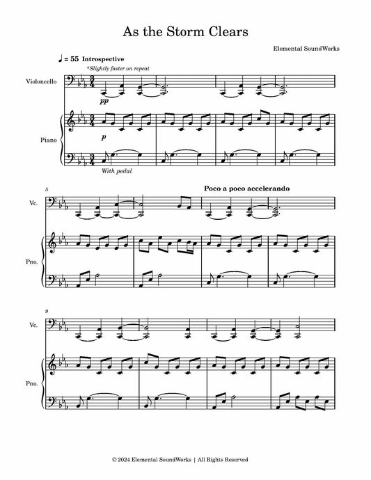 "As the Storm Clears" Sheet Music - Piano and Cello Duet