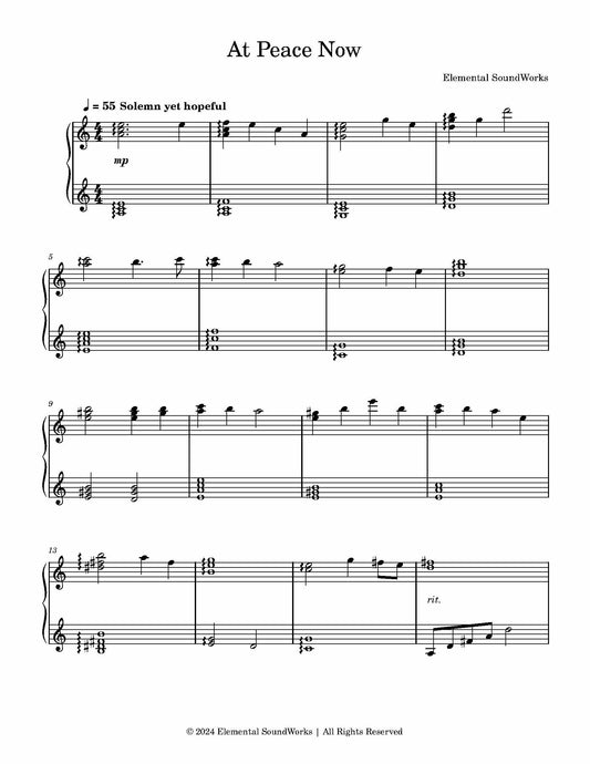 "At Peace Now" Piano Sheet Music