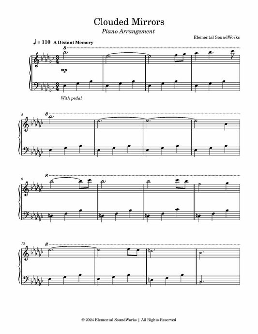 NEW "Clouded Mirrors" Sheet Music - Piano Arrangement