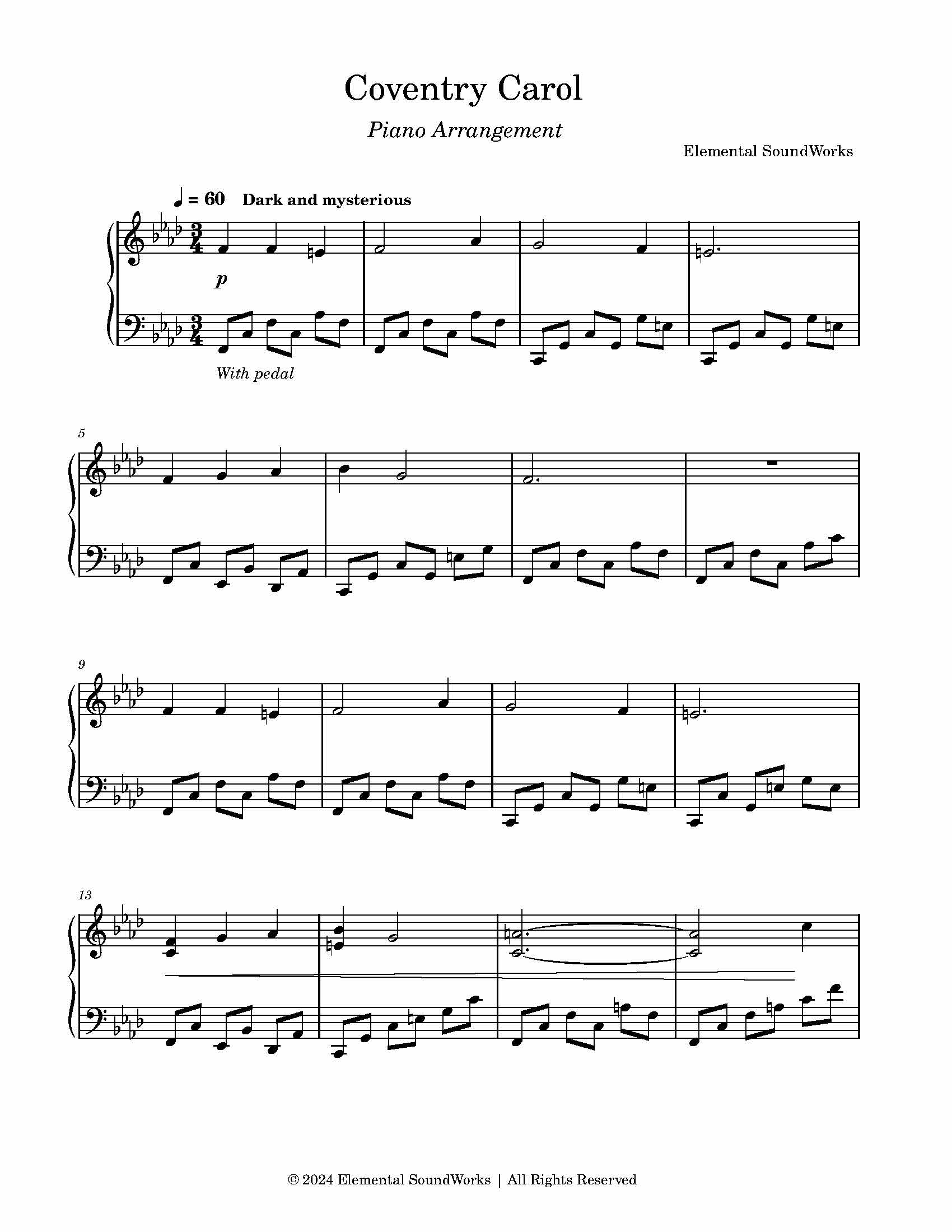 "Coventry Carol" Sheet Music - Piano Arrangement