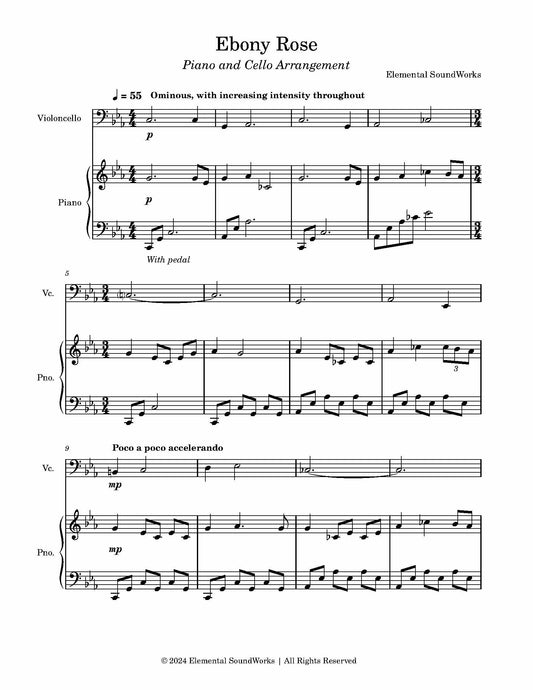 "Ebony Rose" Sheet Music - Piano and Cello Arrangement