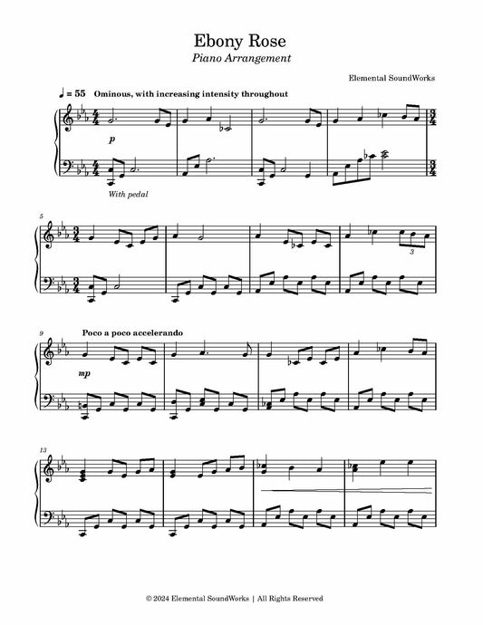 "Ebony Rose" Sheet Music - Piano Arrangement