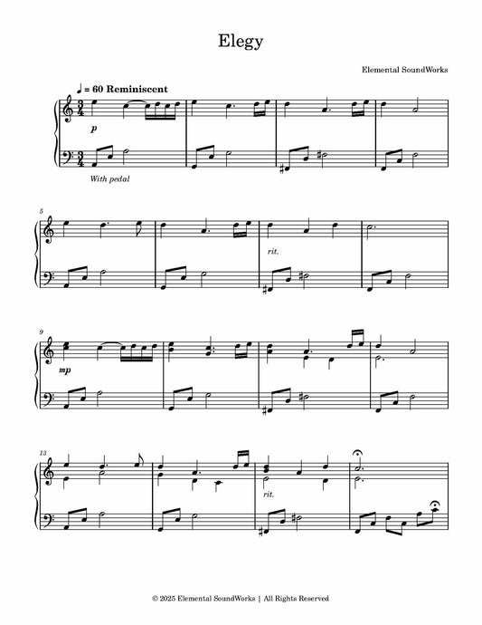 "Elegy" Piano Sheet Music