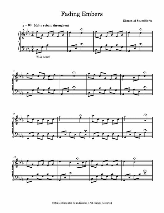 "Fading Embers" Piano Sheet Music