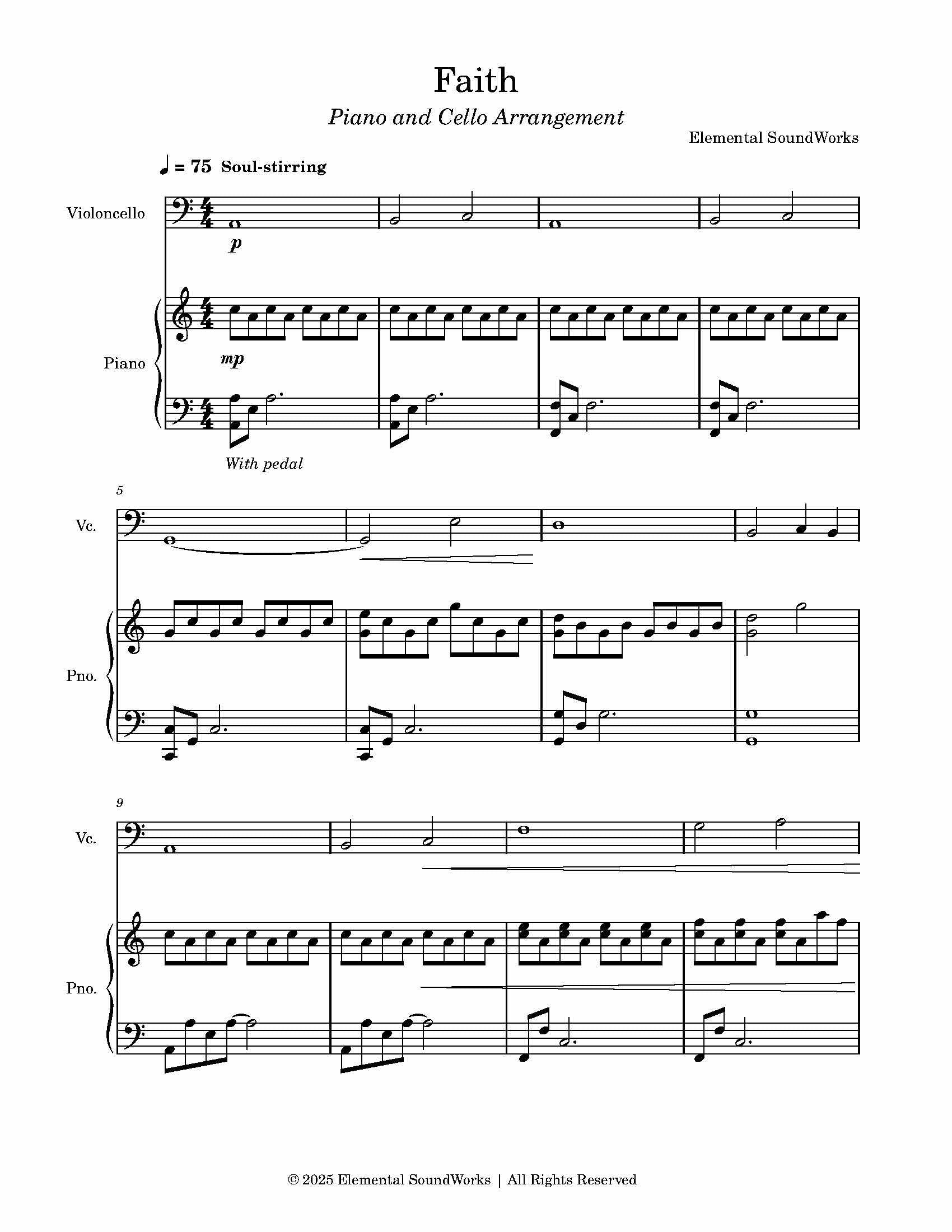 "Faith" Sheet Music - Piano and Cello Arrangement