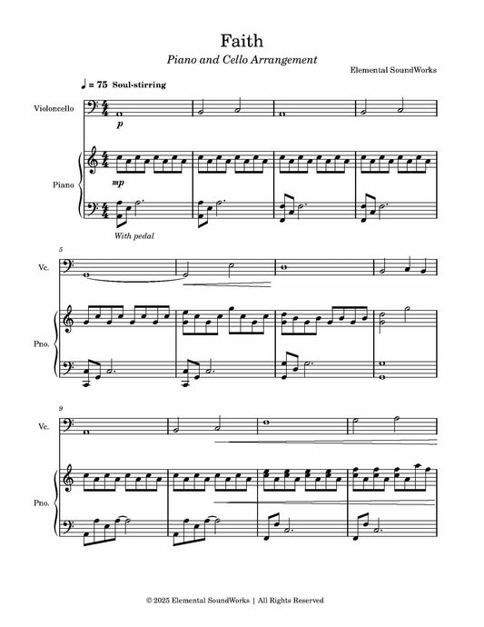 "Faith" Sheet Music - Piano and Cello Arrangement