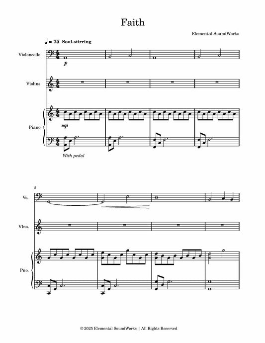"Faith" Sheet Music - Piano, Violins, and Cello