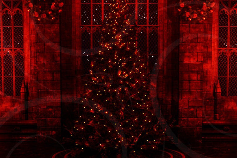 Gothic Great Hall Christmas Background