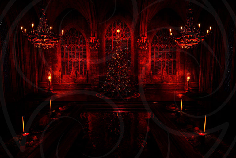 Gothic Great Hall Christmas Background