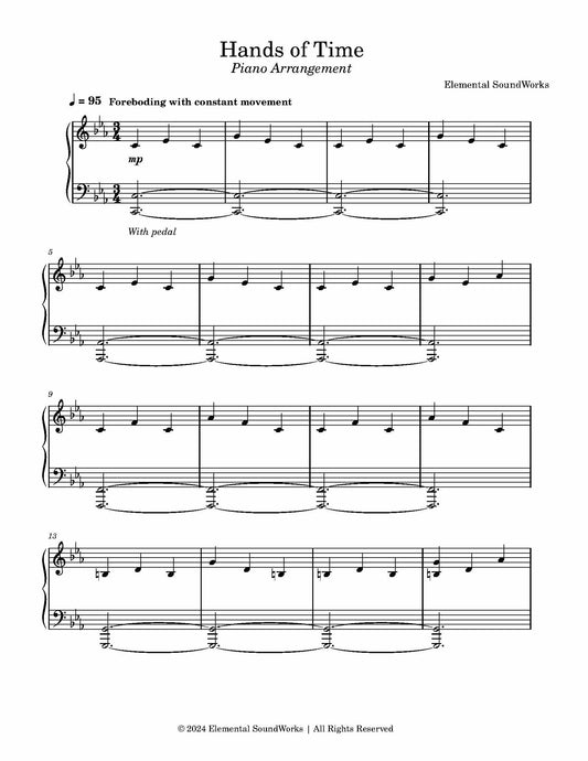 "Hands of Time" Sheet Music - Piano Arrangement