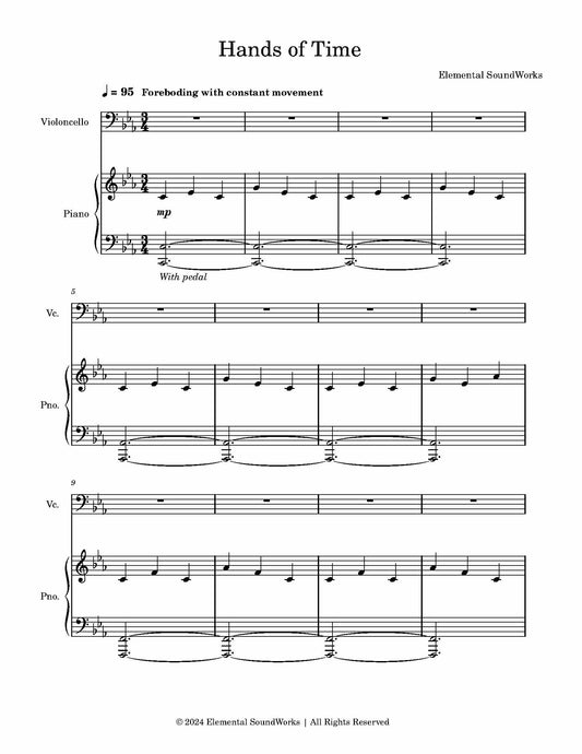 "Hands of Time" Sheet Music - Piano and Cello Duet