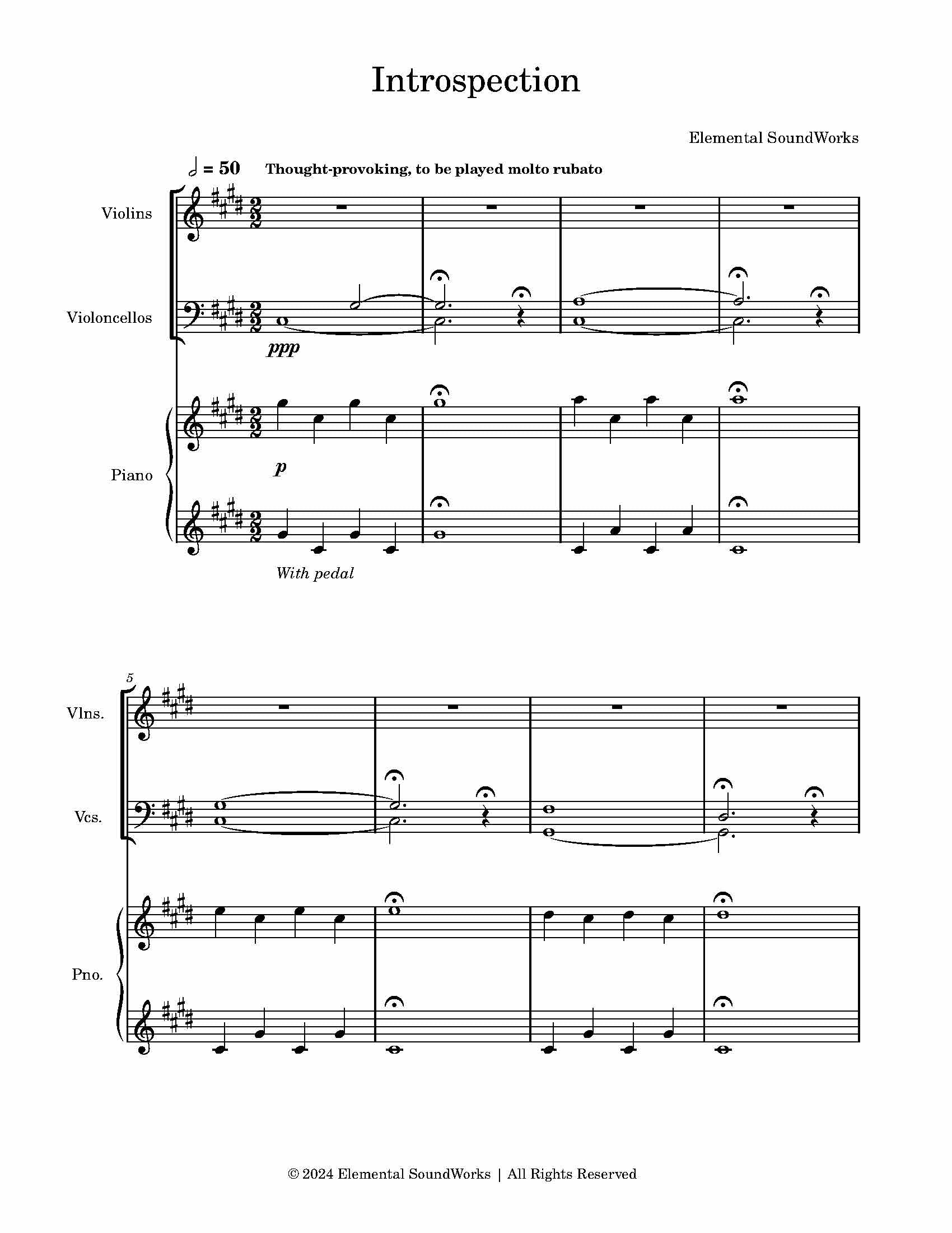 "Introspection" Sheet Music - Piano and String Ensemble (Violins, Celli)