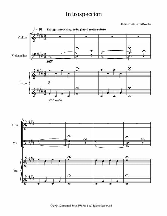 "Introspection" Sheet Music - Piano and String Ensemble (Violins, Celli)