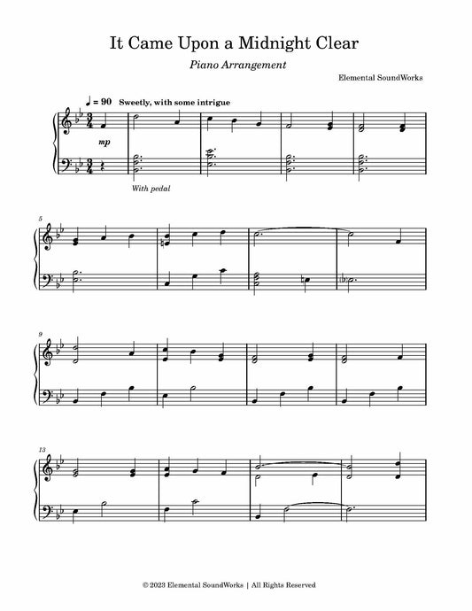 "It Came Upon a Midnight Clear" Sheet Music - Piano Arrangement