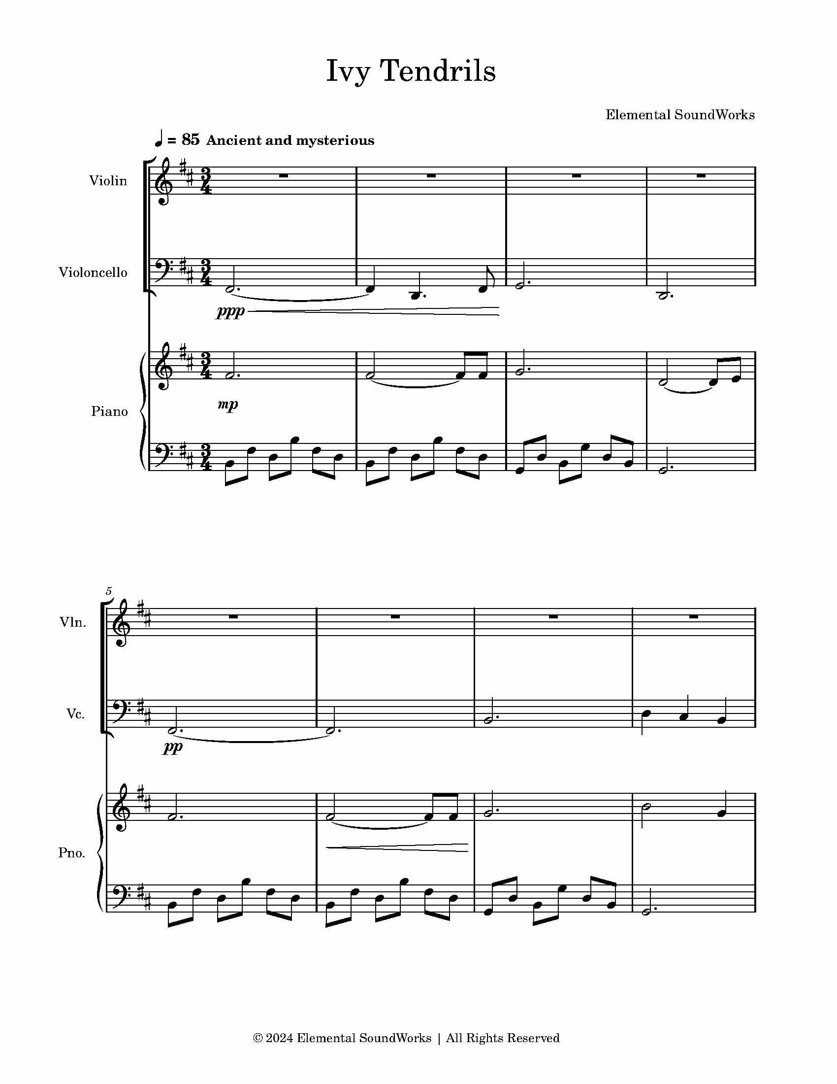 "Ivy Tendrils" Sheet Music - Piano, Cello, and Violin