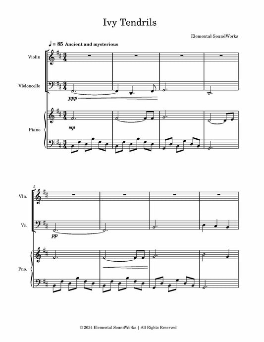 "Ivy Tendrils" Sheet Music - Piano, Cello, and Violin