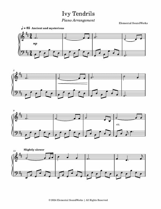 "Ivy Tendrils" Sheet Music - Piano Arrangement