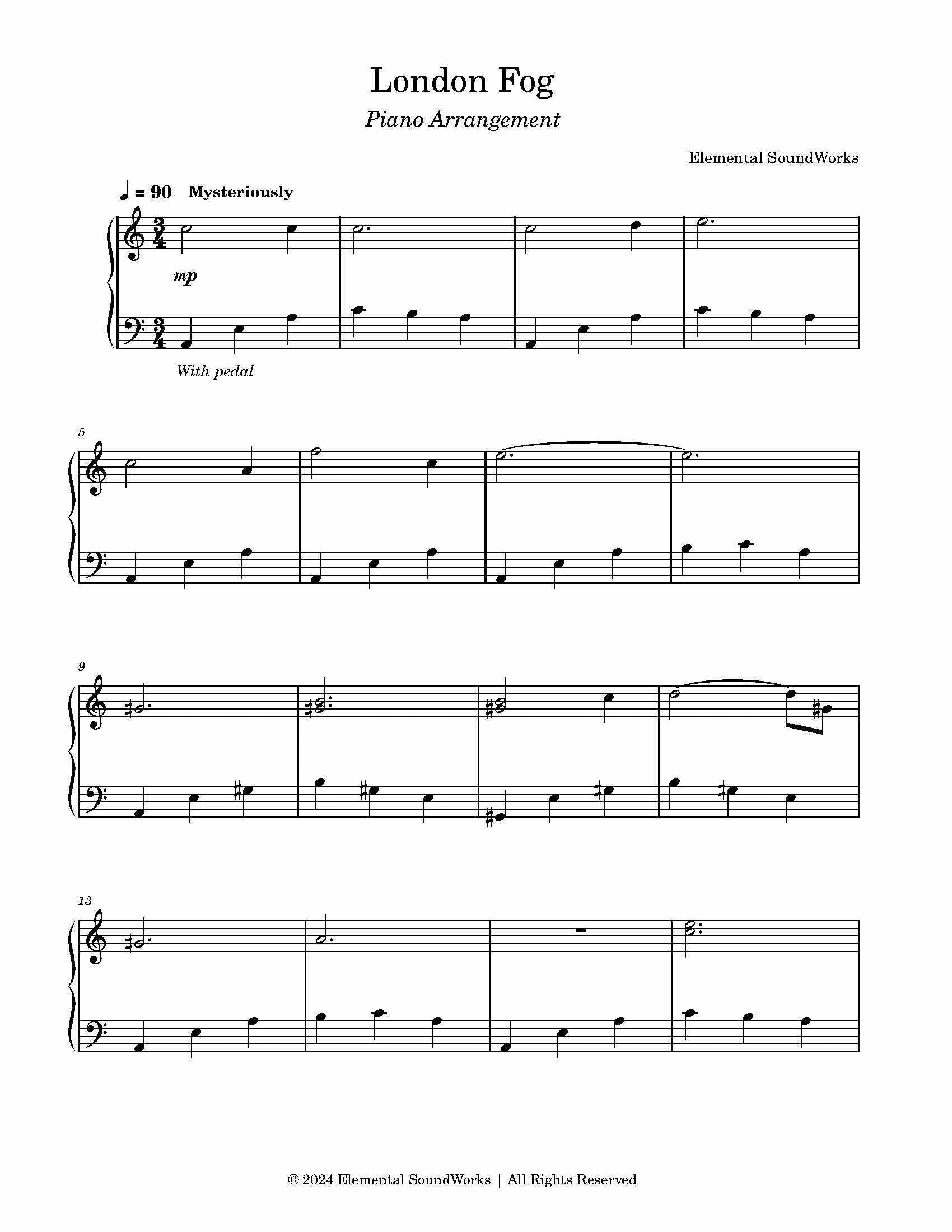 "London Fog" Sheet Music - Piano Arrangement