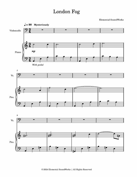 "London Fog" Sheet Music - Piano and Cello Duet