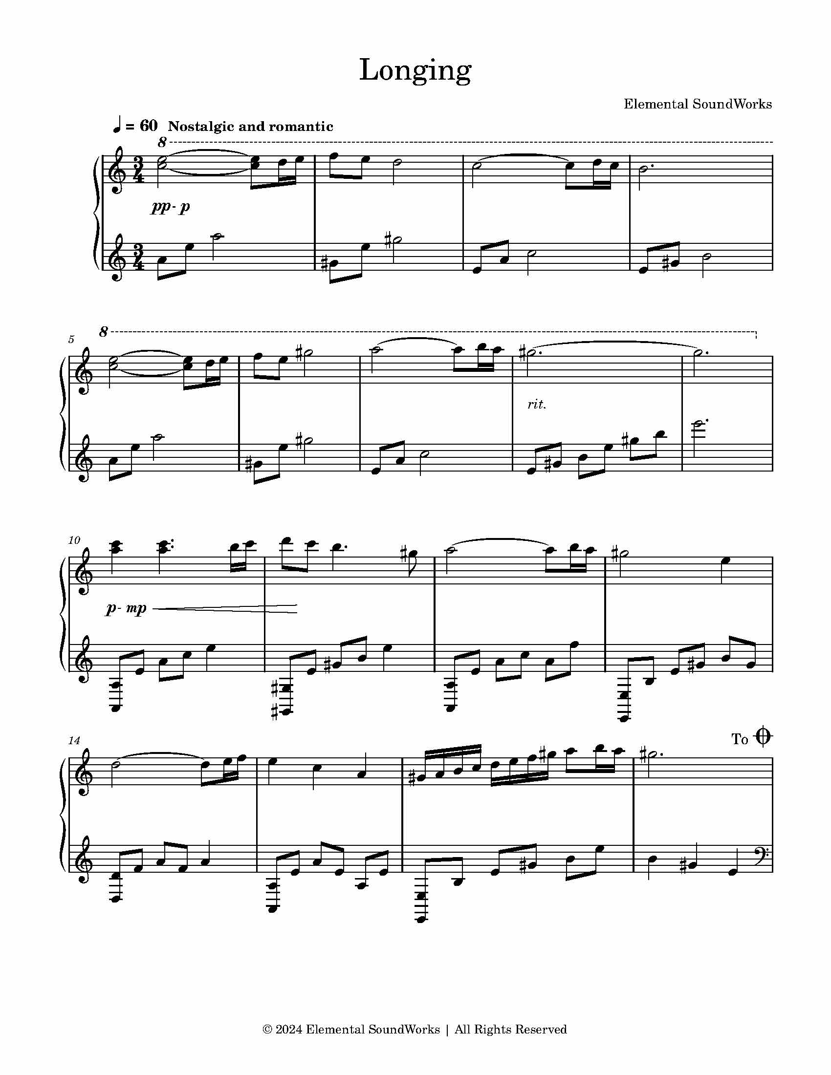 "Longing" Piano Sheet Music