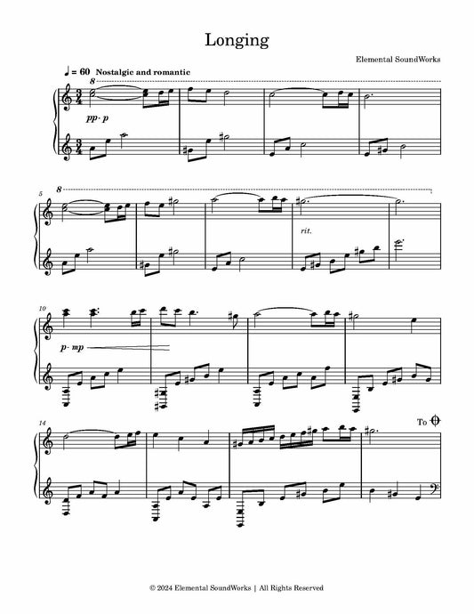 "Longing" Piano Sheet Music