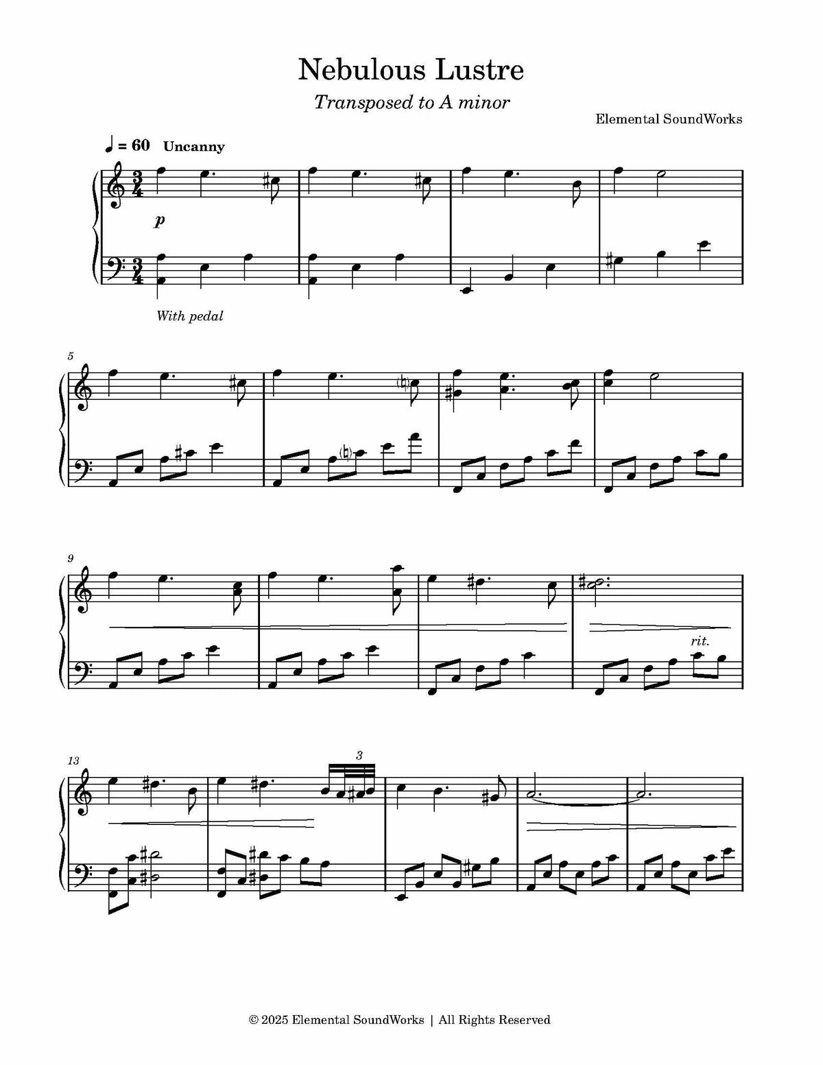 NEW "Nebulous Lustre" Sheet Music - Piano Arrangement
