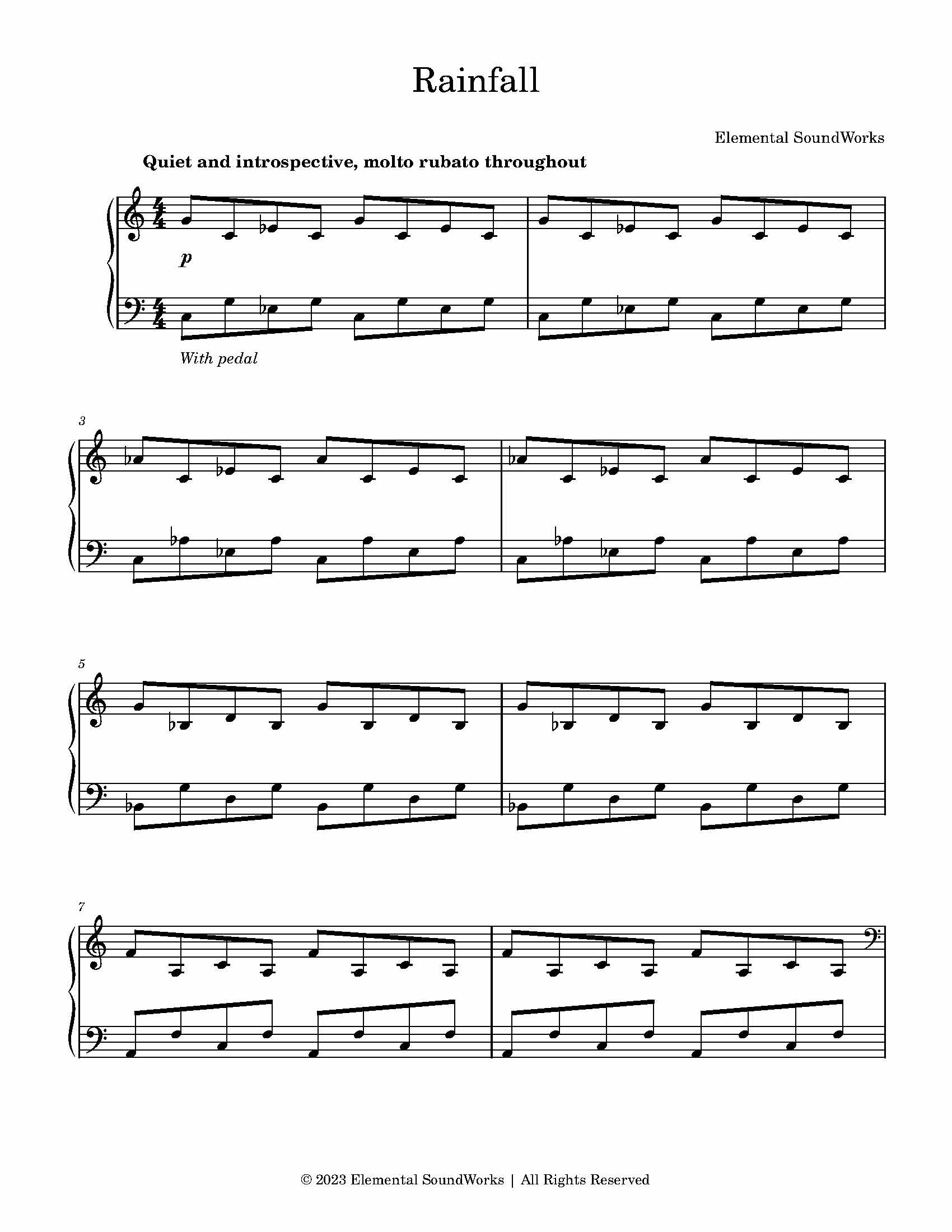 "Rainfall" Piano Sheet Music
