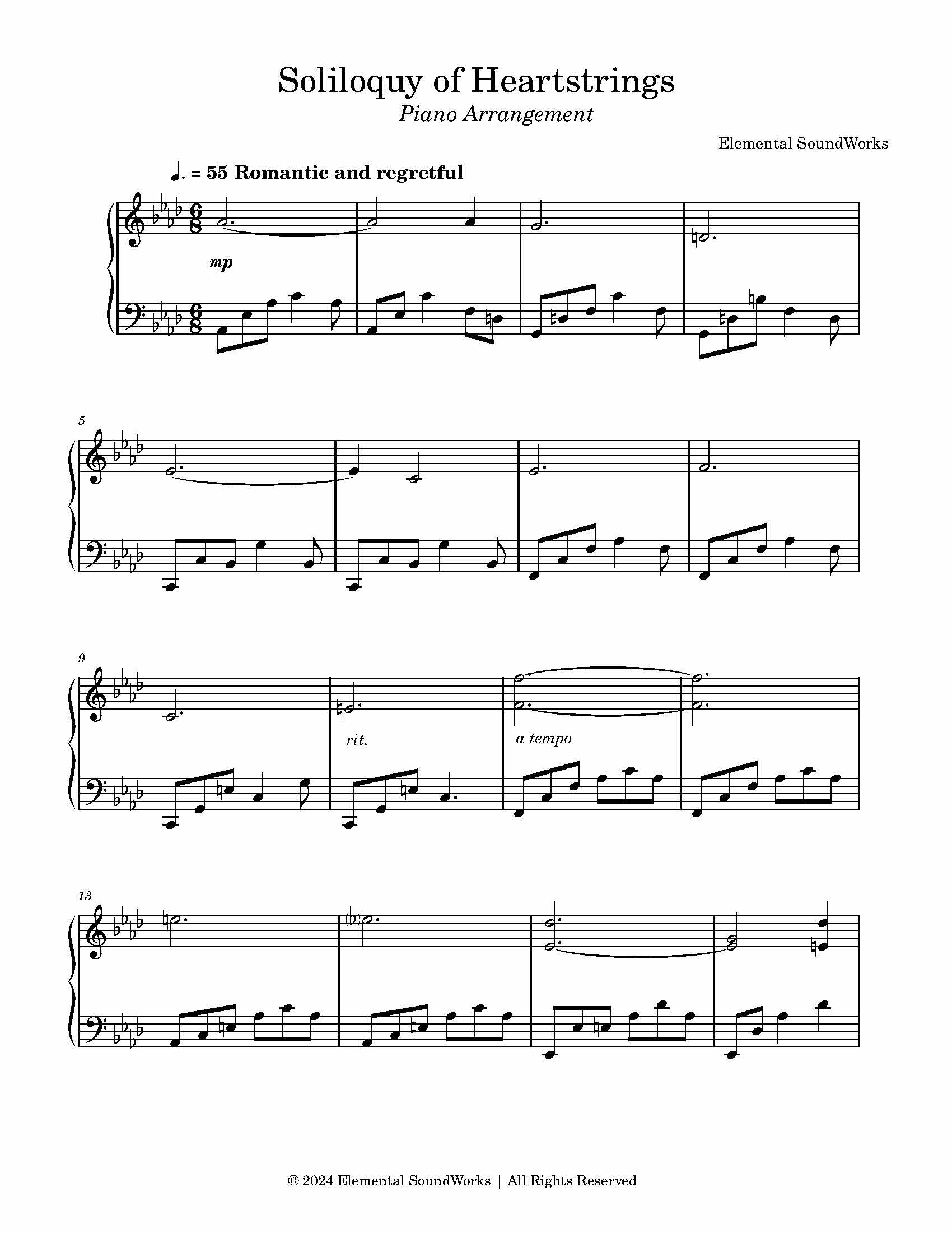 "Soliloquy of Heartstrings" Sheet Music - Piano Arrangement