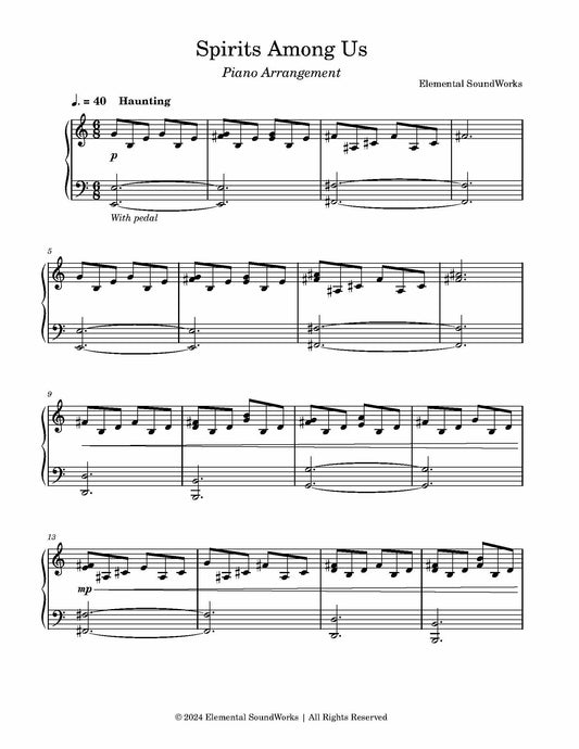"Spirits Among Us" Sheet Music - Piano Arrangement