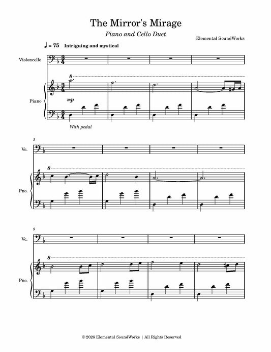 "The Mirror's Mirage" Sheet Music - Piano and Cello Arrangement