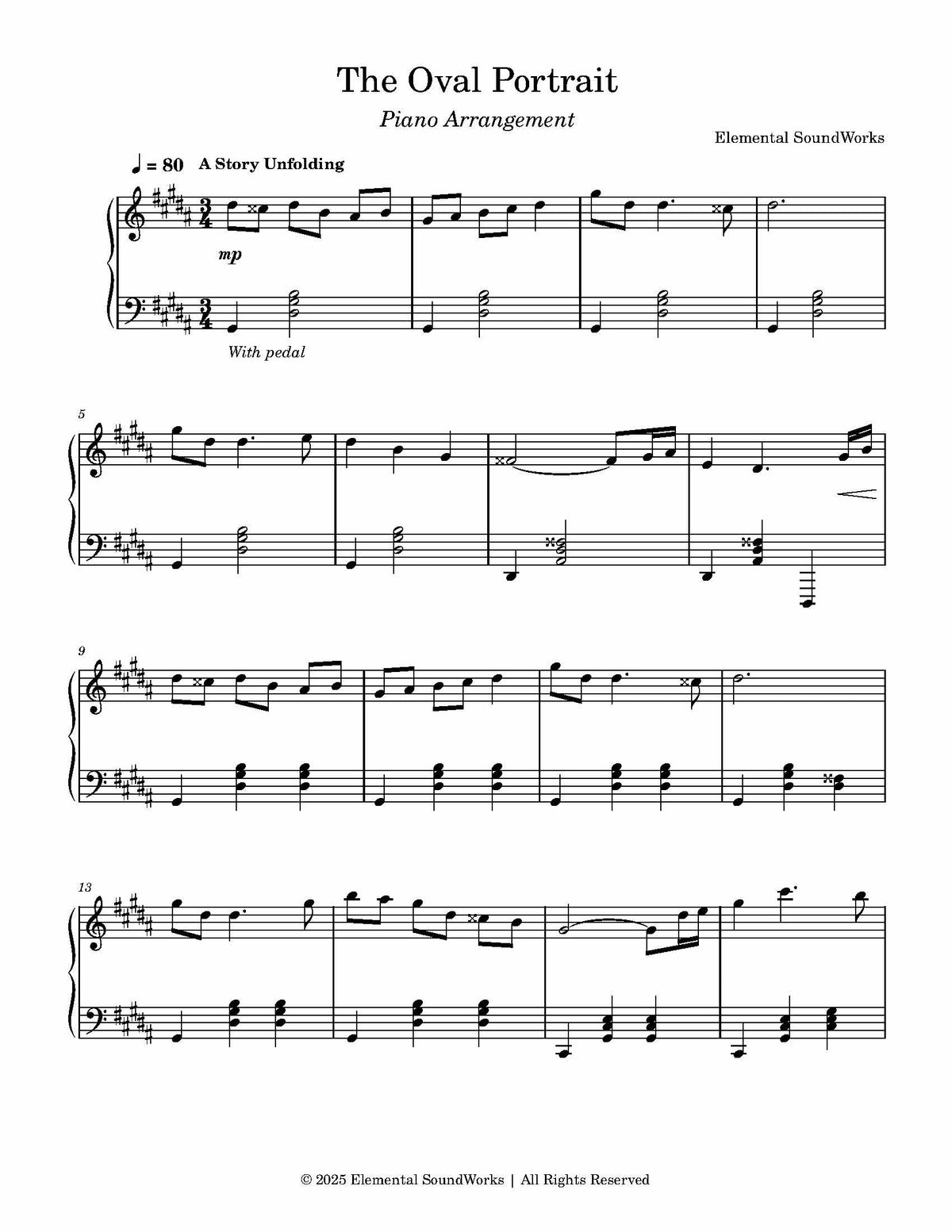 NEW "The Oval Portrait" Sheet Music - Piano Arrangement