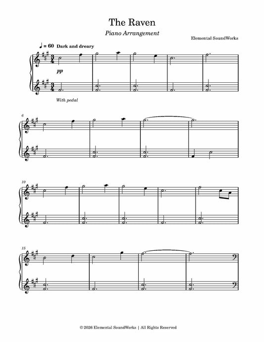 "The Raven" Sheet Music - Piano Arrangement