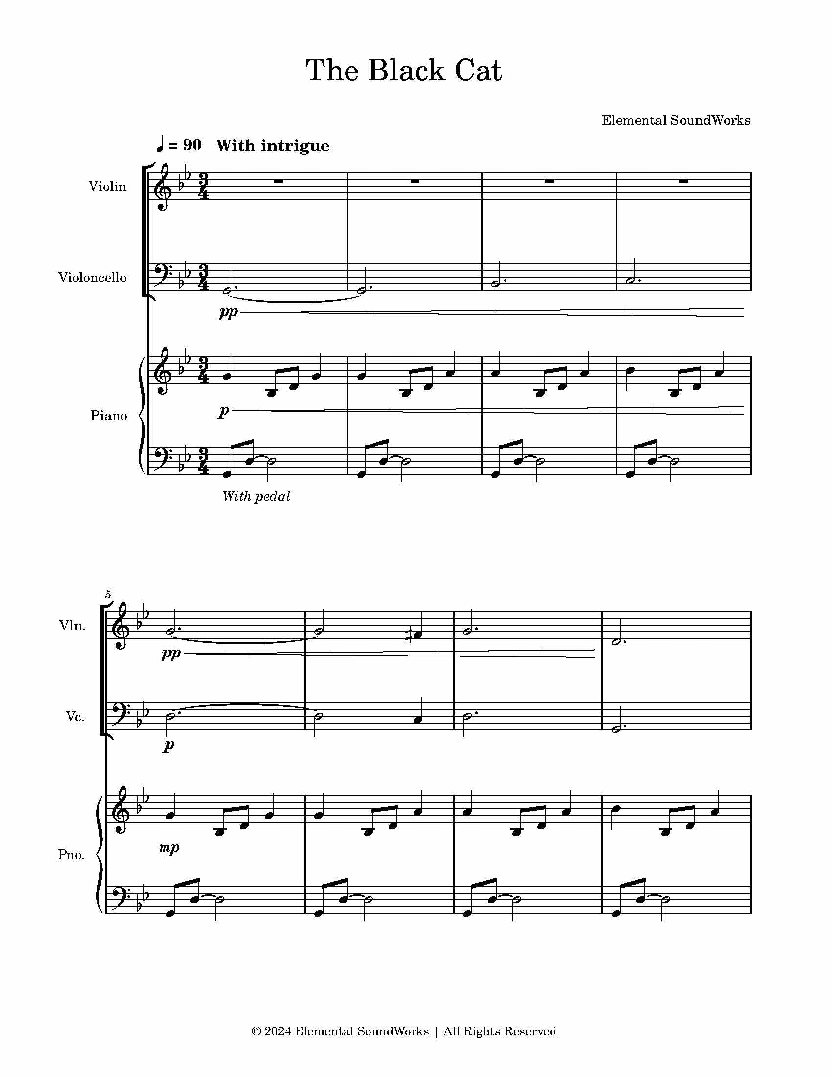 "The Black Cat" Sheet Music - Piano, Cello, and Violin