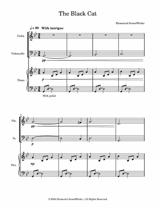 "The Black Cat" Sheet Music - Piano, Cello, and Violin
