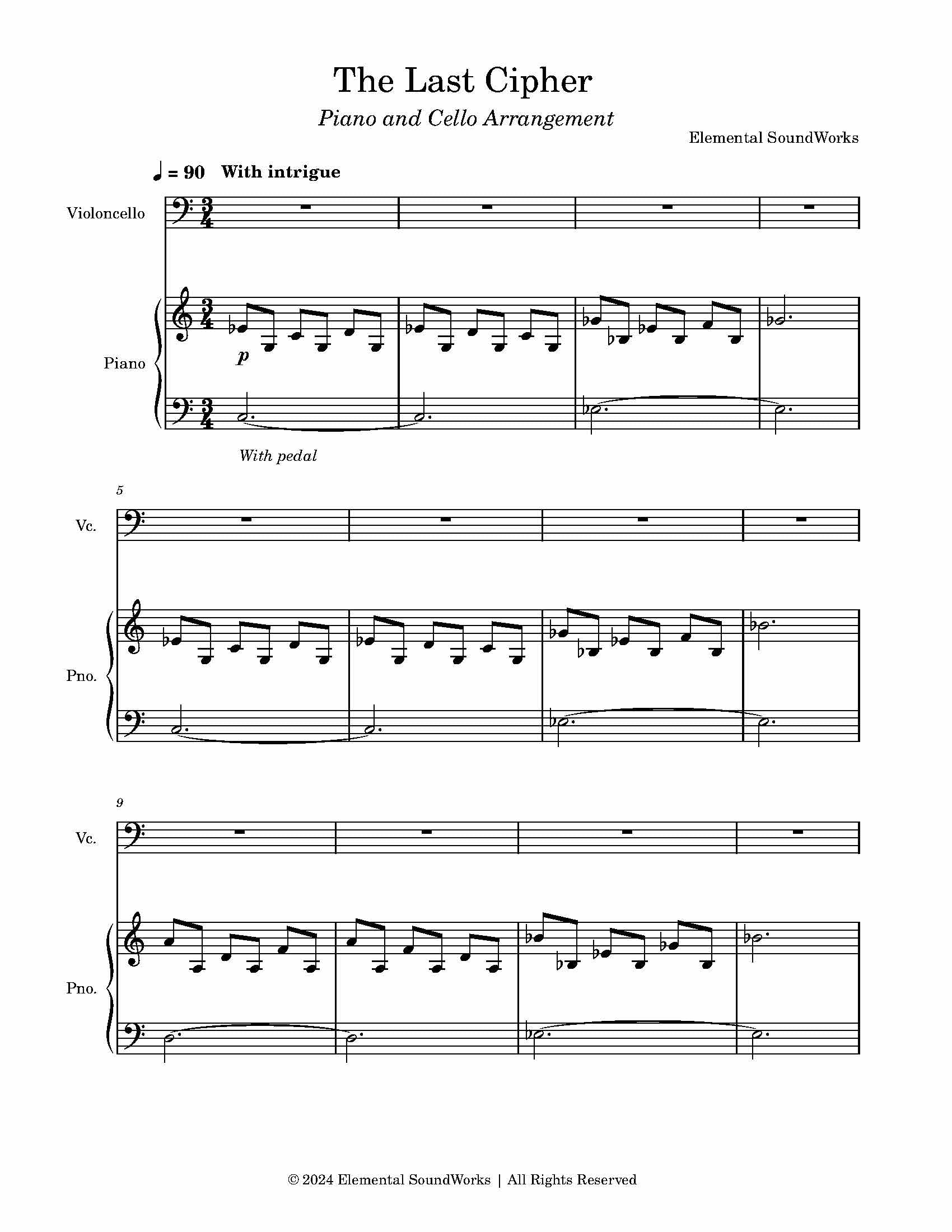 "The Last Cipher" Sheet Music - Piano and Cello Arrangement