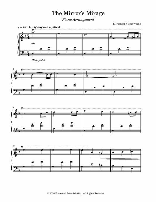 "The Mirror's Mirage" Sheet Music - Piano Arrangement
