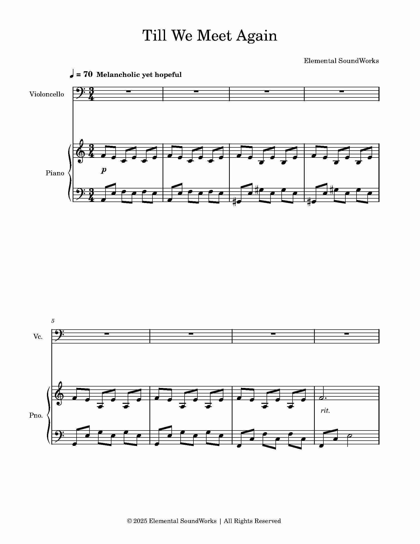 "Till We Meet Again" Sheet Music - Piano and Cello Duet