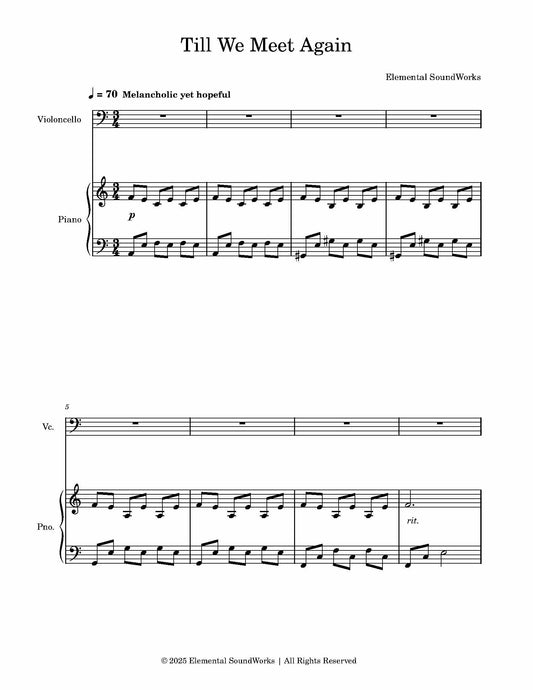"Till We Meet Again" Sheet Music - Piano and Cello Duet