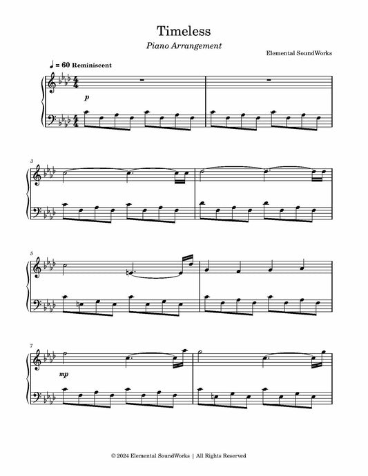 "Timeless" Sheet Music - Piano Arrangement