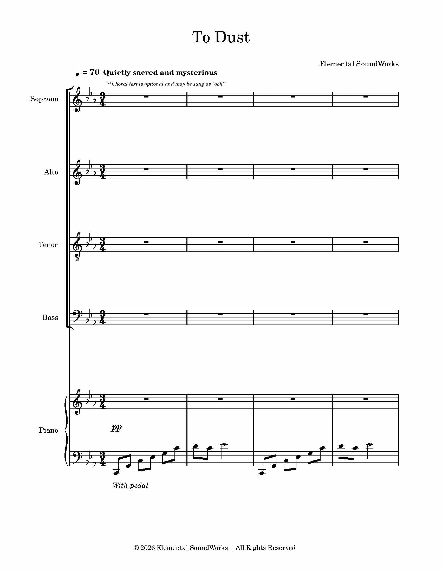 "To Dust" Sheet Music - For Piano and Choir