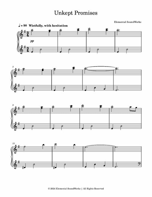"Unkept Promises" Piano Sheet Music