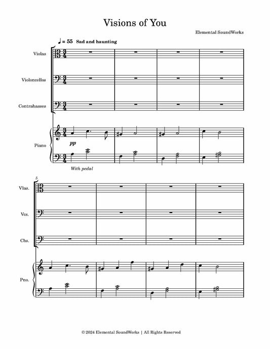 "Visions of You" Sheet Music - Piano and String Ensemble (Violas, Celli, Basses)