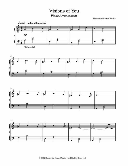 "Visions of You" Sheet Music - Piano Arrangement